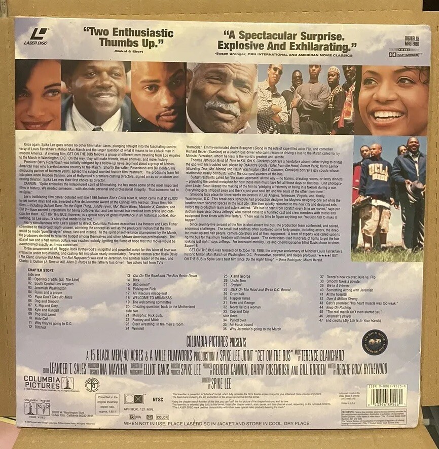 GET ON THE BUS Laserdisc LD WIDESCREEN FORMAT dlx SEALED COPY