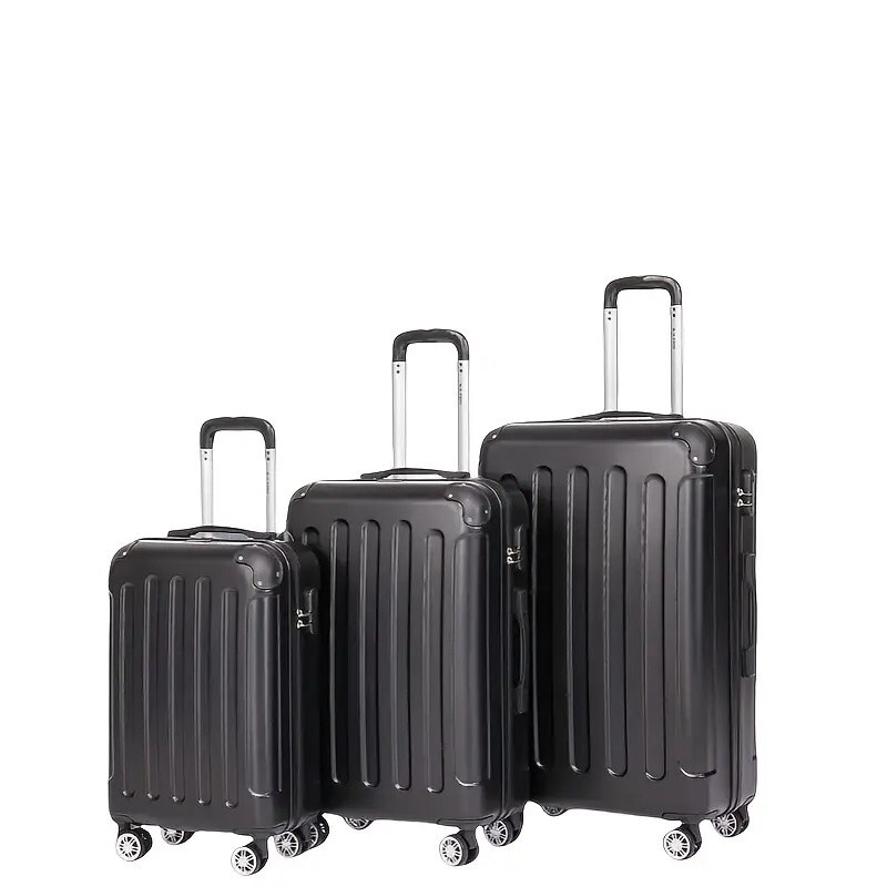 3-Piece Hardshell Luggage Sets with Spinner Wheels TSA Lock Black (20"/24"/28")