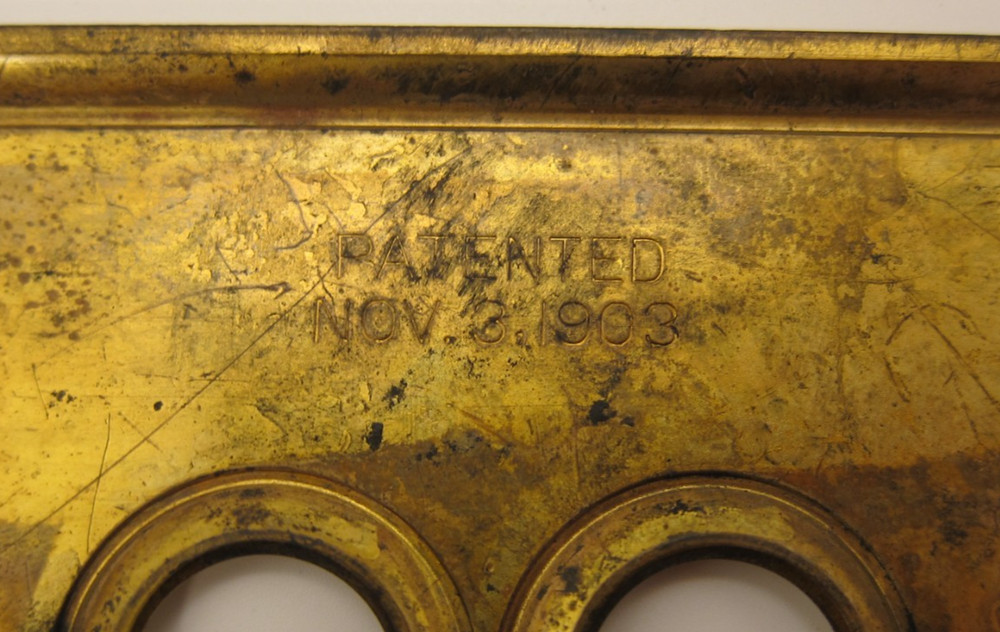 Solid Brass Push Button Switch Plate by Perkins Electric Switch MFG Co