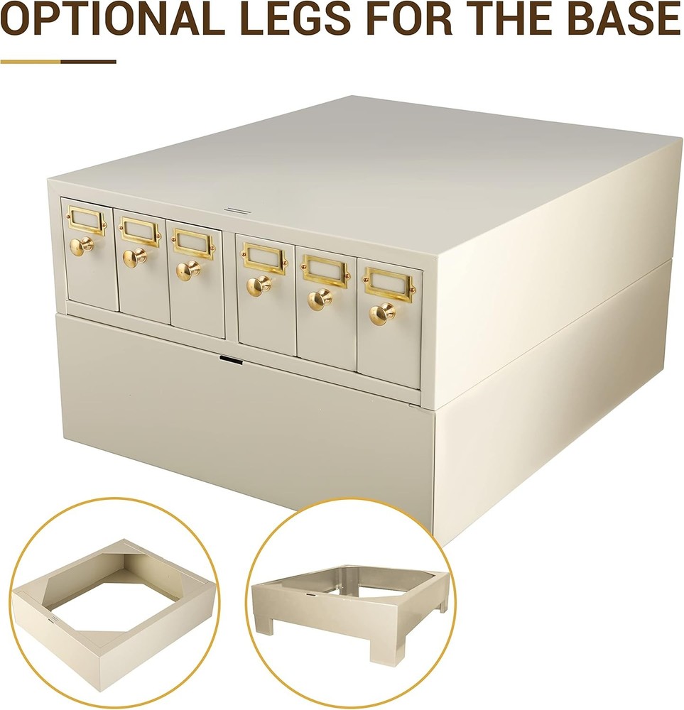 Microscope Slide Storage Cabinet,6 Drawers,Metal, Stackable, Tan