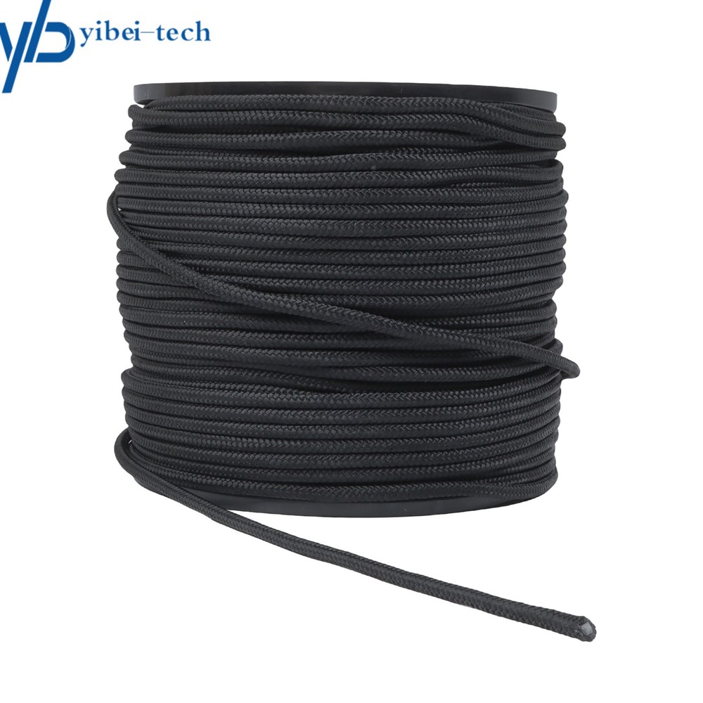 1/4 Inch Nylon Polyester Cord 500 Foot Spool Solid Braid Industrial Grade Black