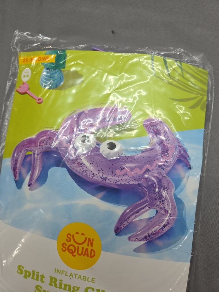 Sun Squad Split Ring Crab Float PVC Pool Toy Purple Ages 3+