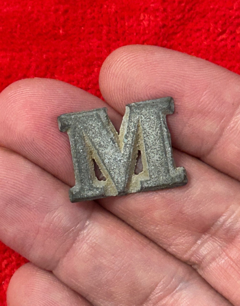 Dug Relic Civil War Hat Letter M---Beautiful Piece and Very Rare!