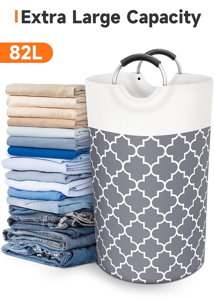Fabspace Large Laundry Basket Hamper Bag Washing Bin 82L, Gray
