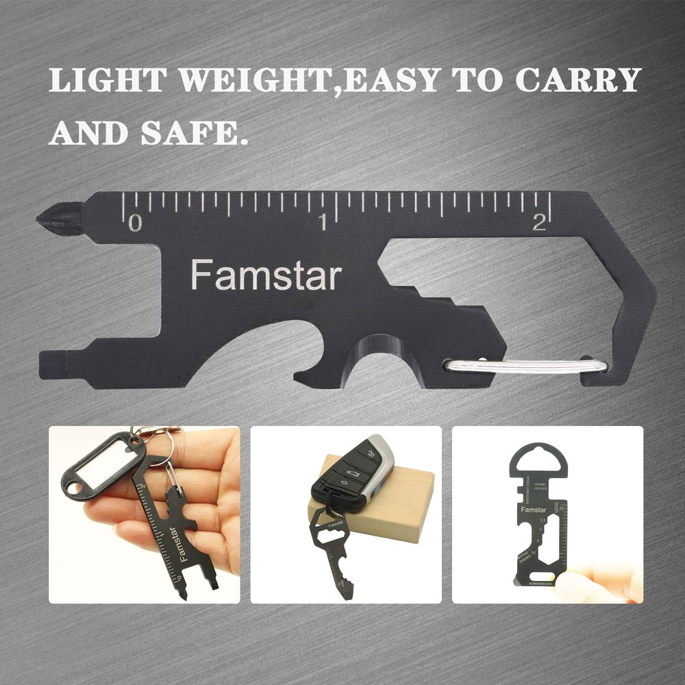 Keychain Multi-tool 3Pack Metal Pocket Tool Portable No rust Black
