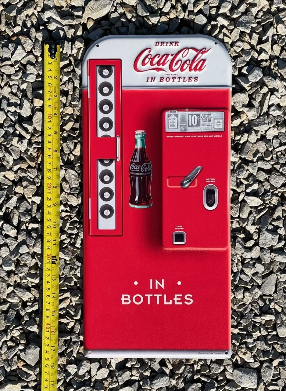 Classic Coke Bottle VENDING MACHINE Sign Coca-Cola METAL Hanging Wall Home Decor