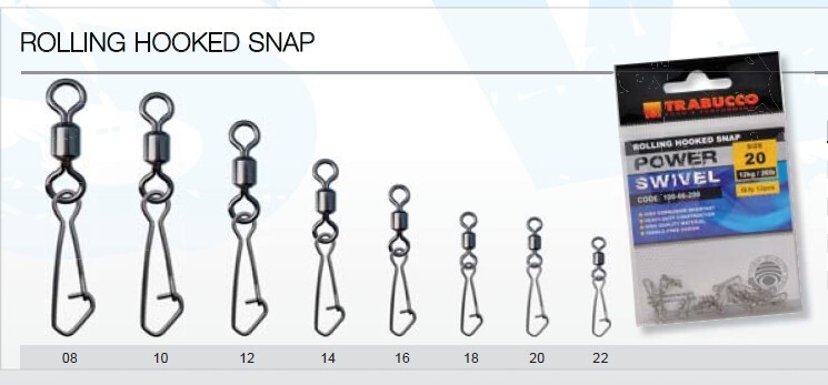 Trabucco Rolling Crane hooked snap Swivels 12 per pack FREE POST