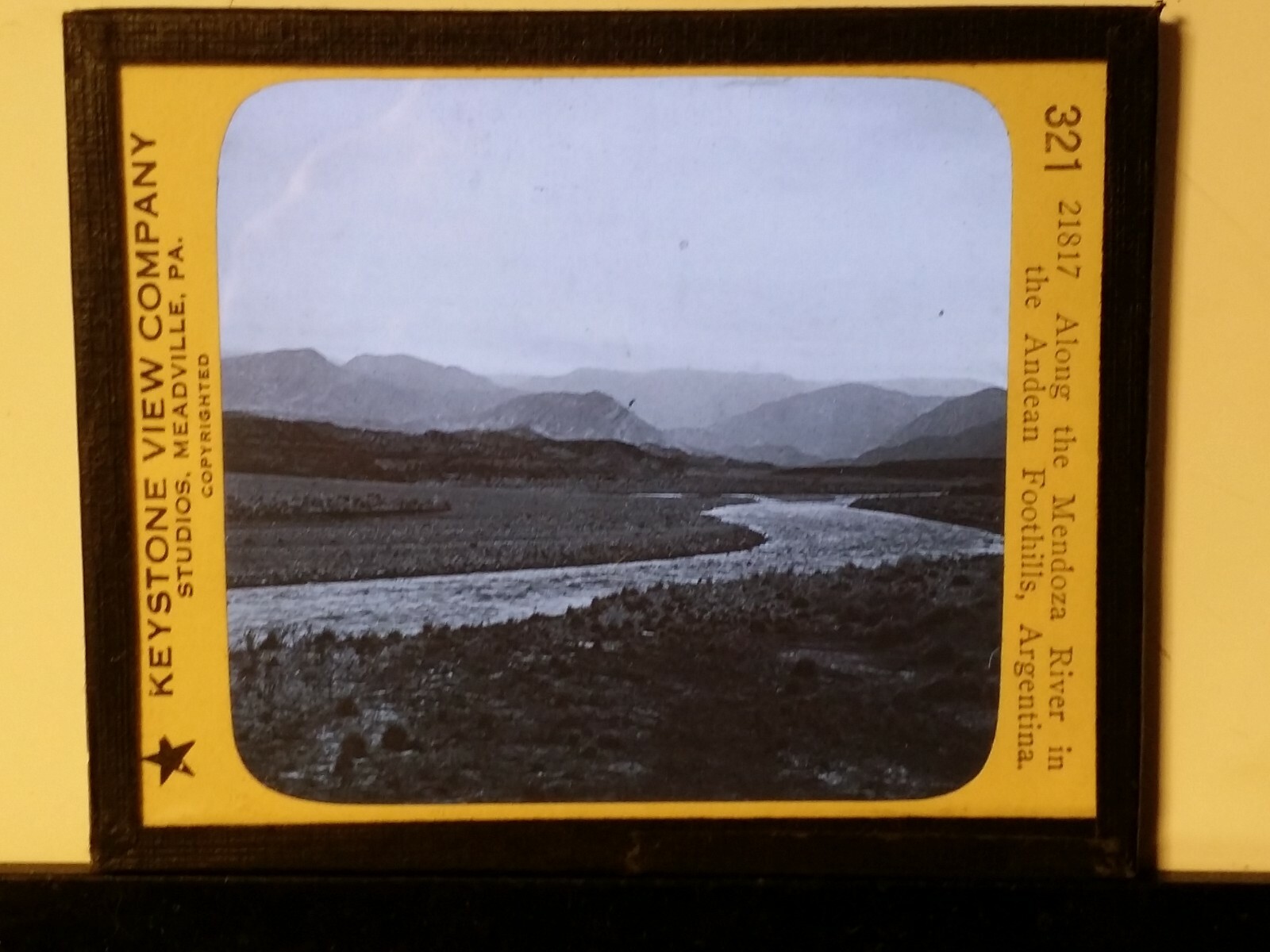 Andes Mountains Andean Foothills, Western Argentina, Magic Lantern Glass Slide