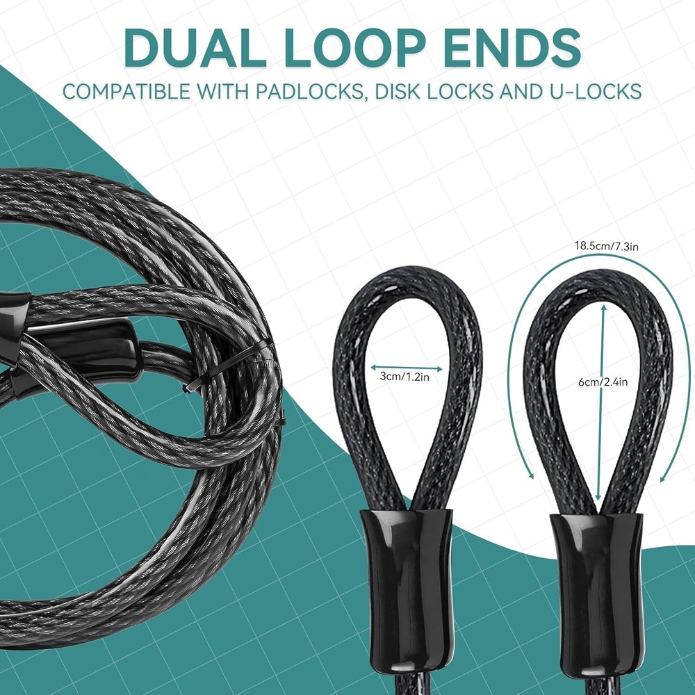 Heavy Duty Security Cable, Commercial Security Cable with Loops, Locking Cabl...