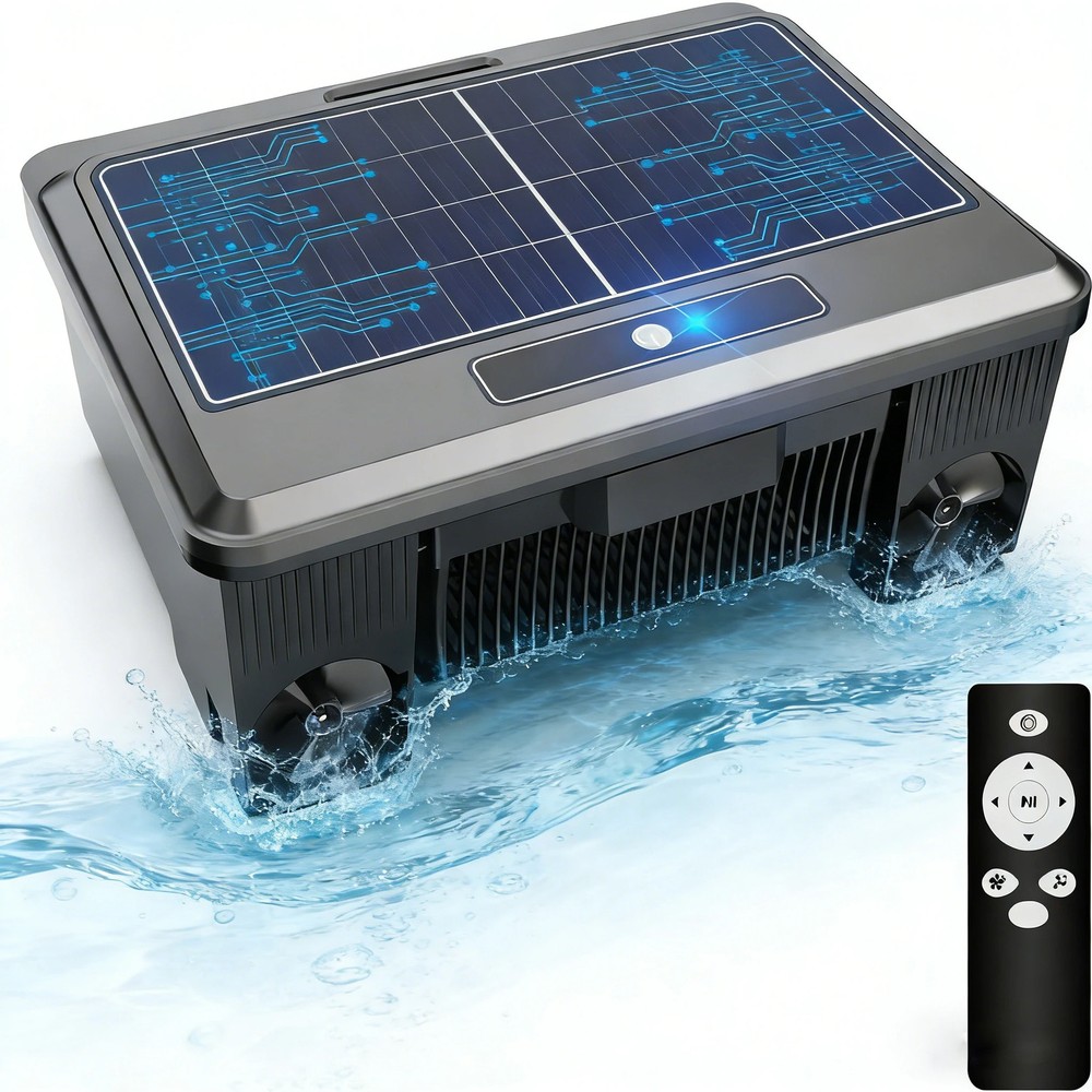 Solar Pool Cleaner Powered Robotic Pool Vacuum Surface Cleaning w Remote Control
