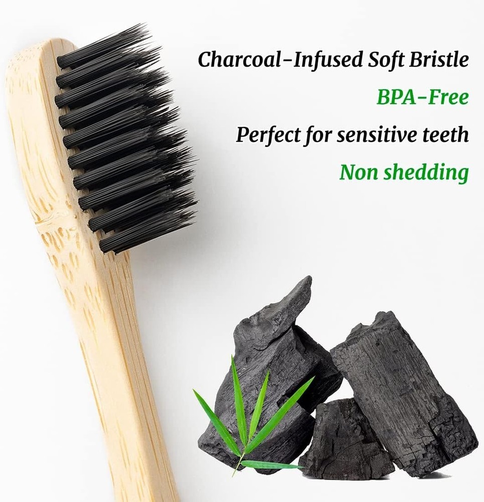 Bamboo Toothbrushes Soft Bristles, Biodegradable Eco-Friendly Toothbrush