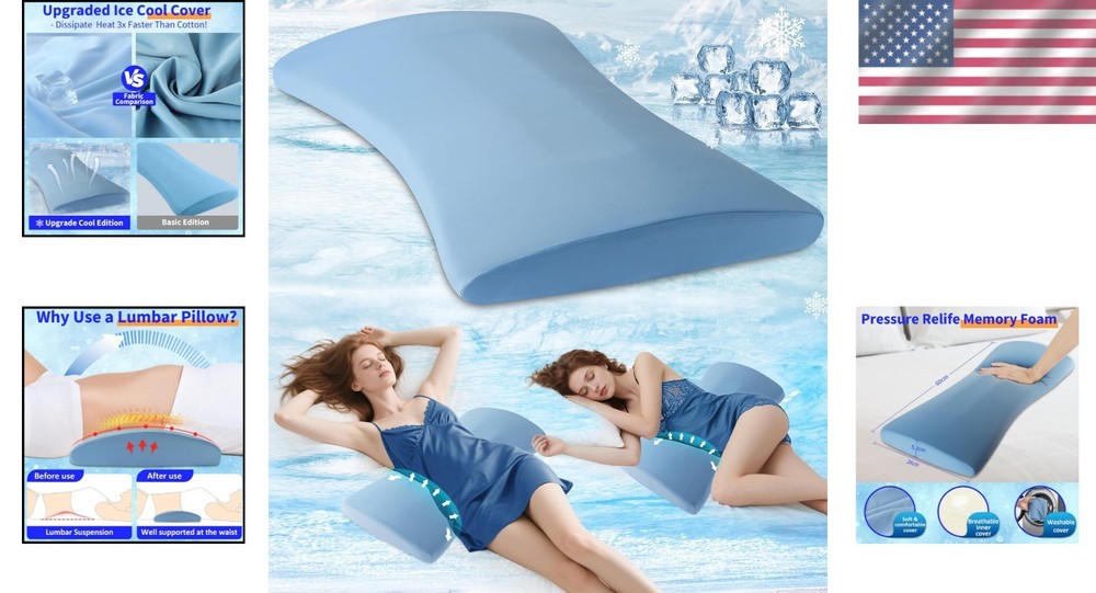 Versatile Cooling Back Pillow for Side, Back & Stomach Sleepers - Memory Foam