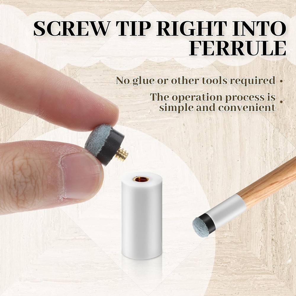 ElevateTech 10 Sets Billiard Cues Tips Replacement Kit with White Pool