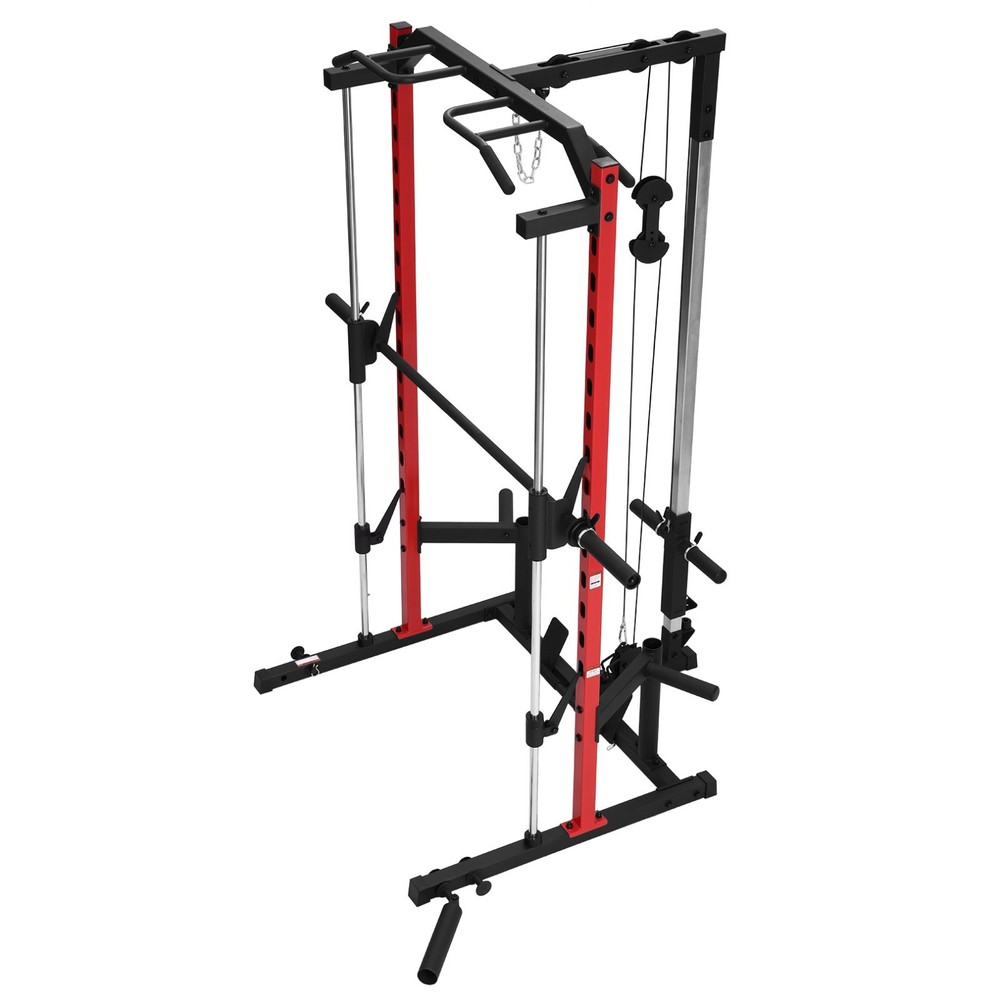 Smith Machine, Multi-Function Power Cage w/ Lat Pull Down System Workout Machine