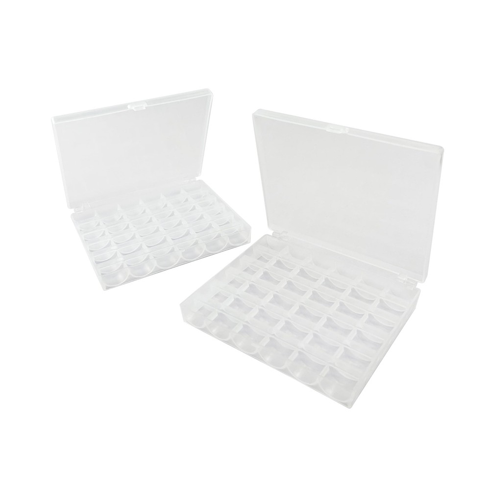 Sewing Machine Bobbins Box 36 Slots Empty Spools Boxes Plastic Case Storage