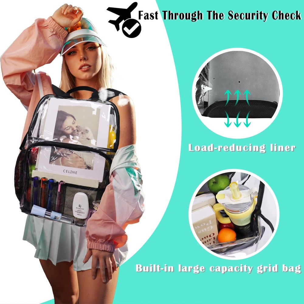 Clear Backpacks for School18'' Large Clear Backpack Heavy Duty Clear Backpack...