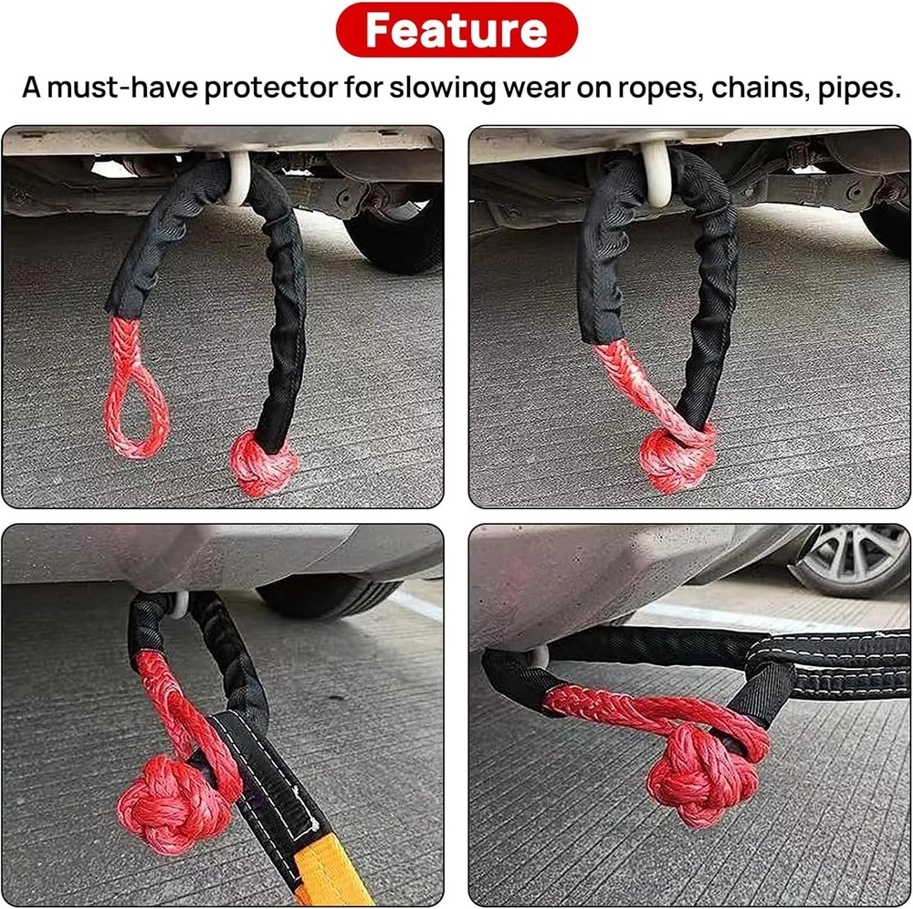 3.28ft Winch Cable Cover - Durable Polyester Protector for Off-Road & Marine Use