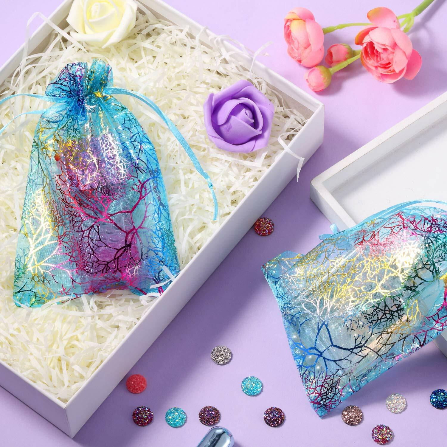 5x7in Sheer Drawstring Organza Bags Jewelry Favor Gift Coralline Pouches Wedding