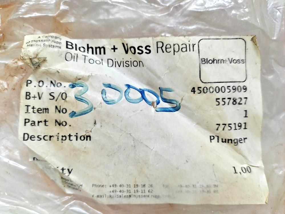 BLOHM+VOSS 775191 PLUNGER
