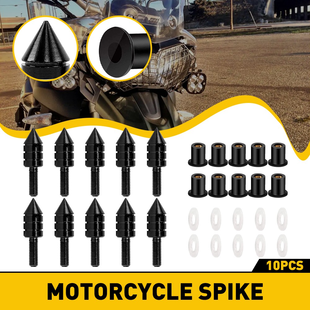 Black CNC WindScreen Windshield Motorcycle Spike Bolt Kit Wind Screen Screws