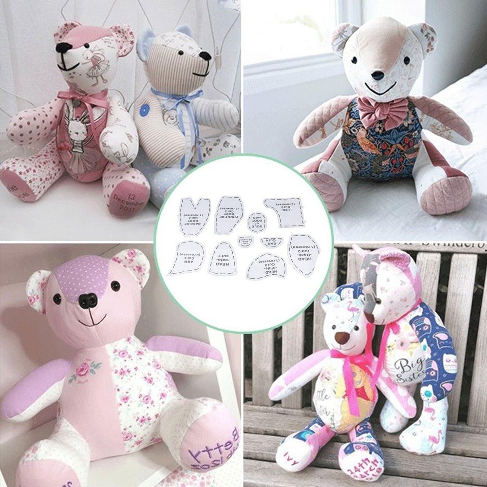 10 Pcs Memory Bear Sewing Patterns Template, Memory Bear Acrylic Template Rul...