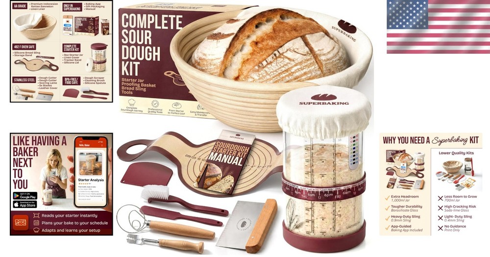 Sourdough Tools Bundle: Banneton Basket & Starter Jar