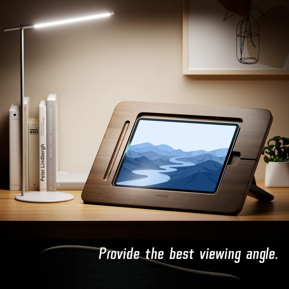 Bamboo Tablet Drawing Stand Tablet Holder - Portable & Adjustable 5 Angles,La...