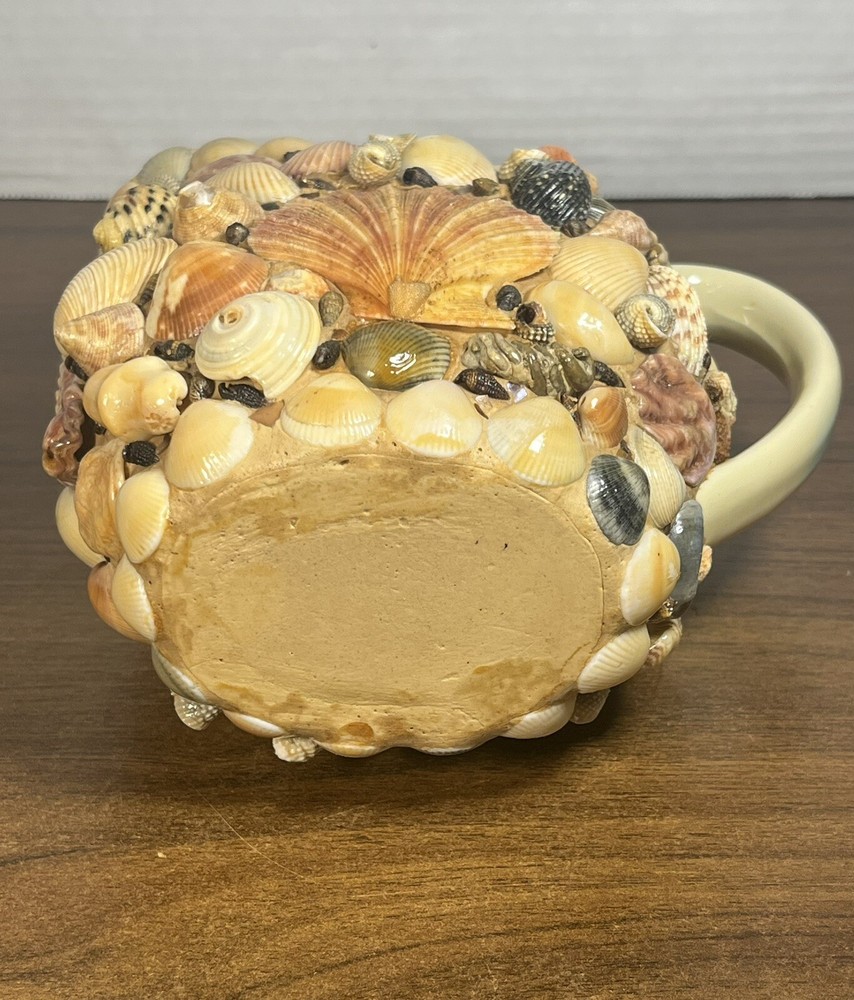 Vintage Seashell Covered Ceramic Pitcher