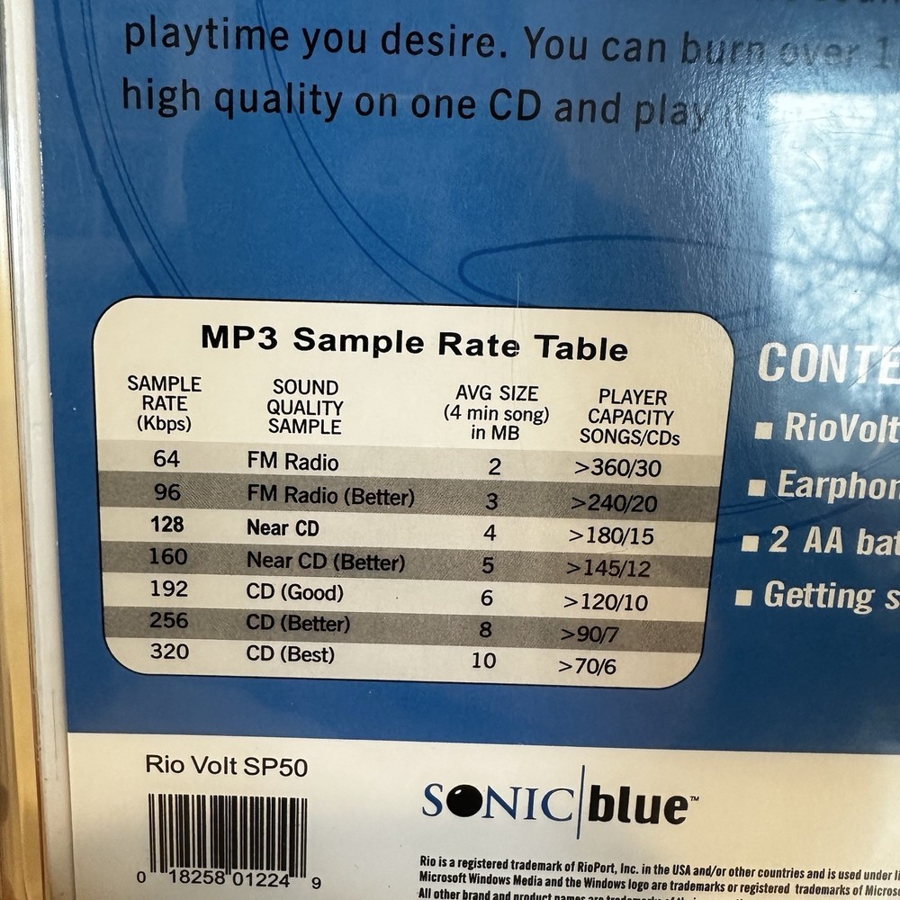 Rio Volt SP50 MP3 CD Player, Skip Protection, Text Display, Black