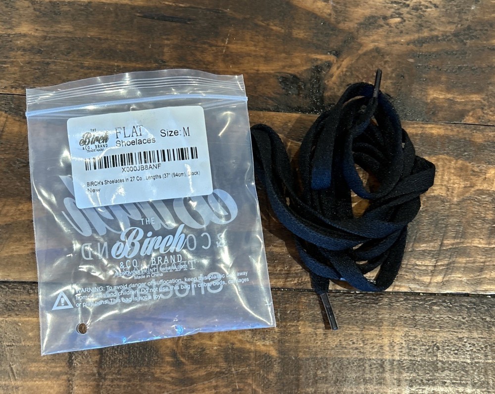 Birch Shoelaces Black Medium 37”