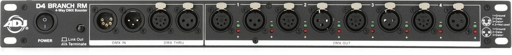 ADJ D4 Branch RM 4-way DMX Distributor/Booster (2-pack) Bundle