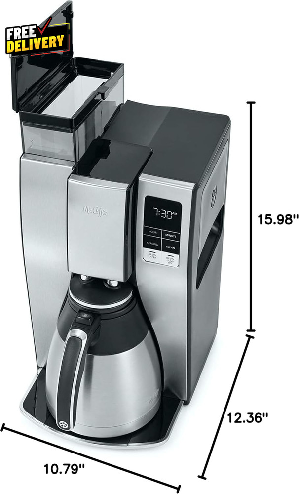 10Cup Programmable Coffee Maker Insulated Thermal Carafe Brew Strength Selection