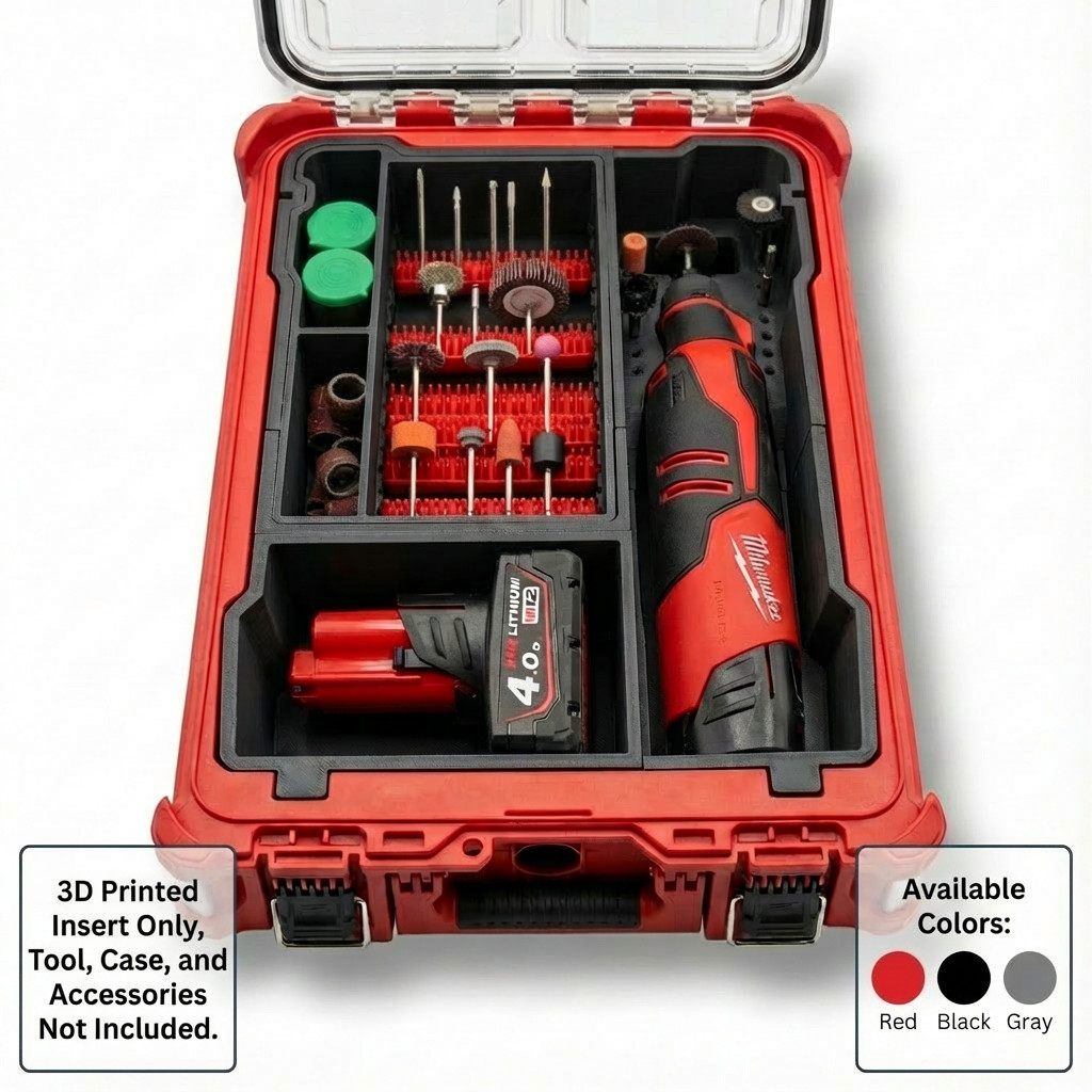M12 Brushless Rotary Tool Packout Insert for Milwaukee Packout (Insert Only)