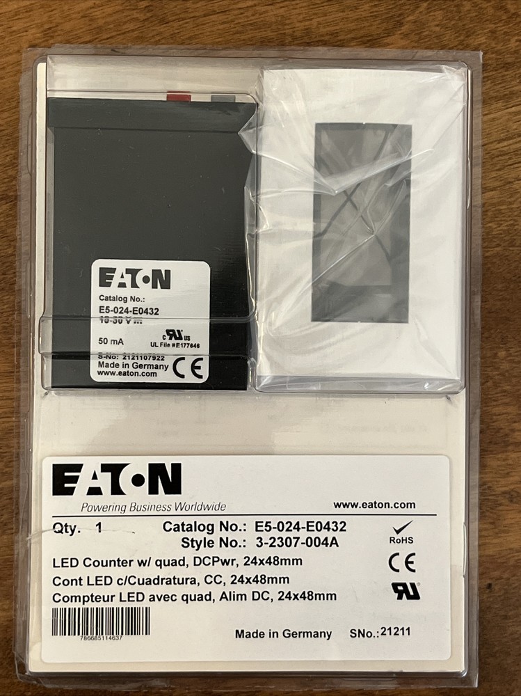 Eaton E5-024-E0432 LED Counter w/ quadrature, Totalizing, E5 Series, 6 Digits