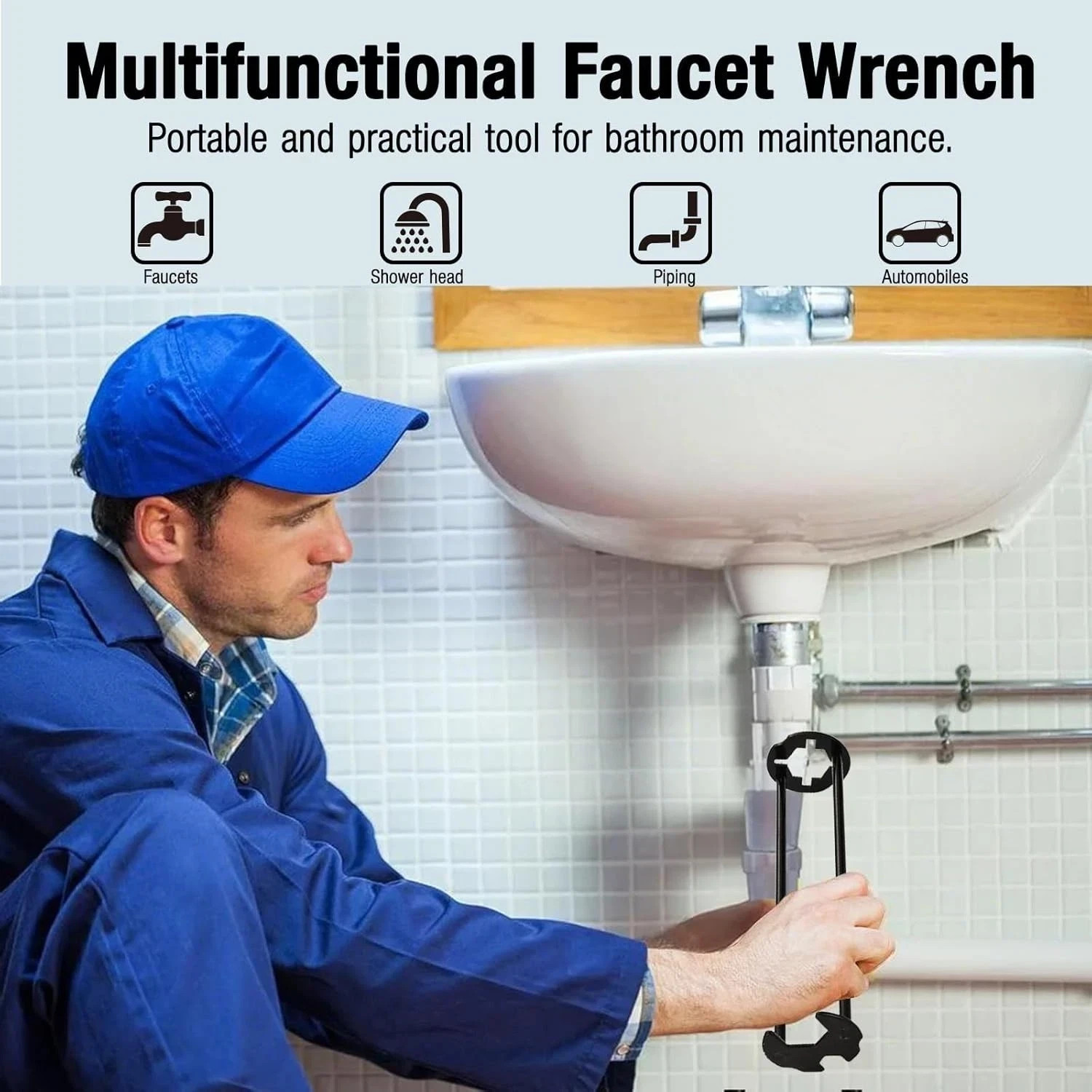 Multifunctional Sink Wrench Set, 2-Pack Basin and Faucet Wrench Tools//