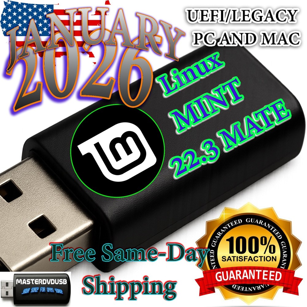 Linux Mint 22.3 MATE – Bootable USB Flash Drive – January 2026 Release