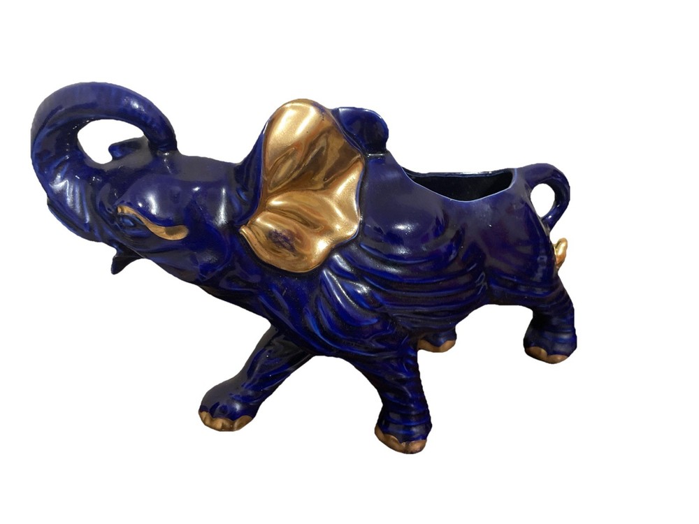 MCM Elephant Planter Cobalt Blue Gold
