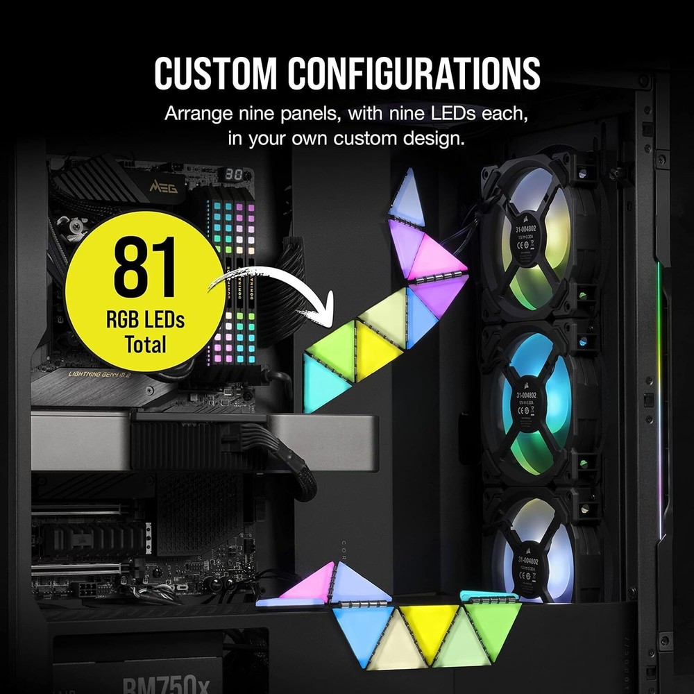 Corsair iCUE LC100 Case Accent Lighting Panels Mini Triangle 9X Tile
