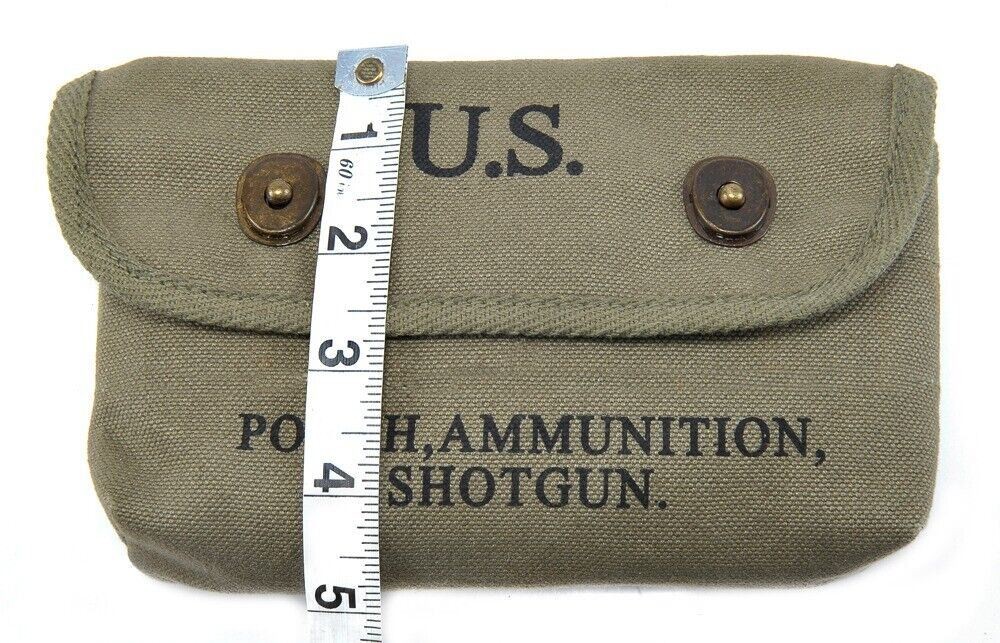 US WW2 Canvas Shotgun Shell Ammunition Pouch Marked JT&L 1944 Dark OD