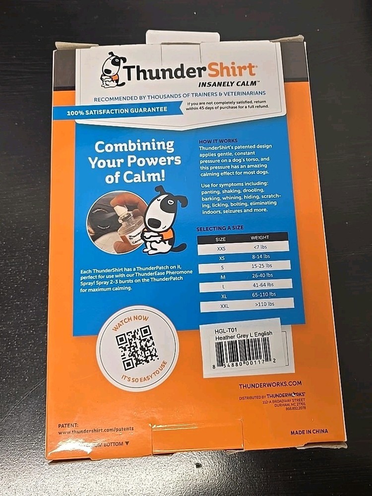 Thundershirt 41 - 64lbs Dog Large Anxiety Jacket - Solid Gray