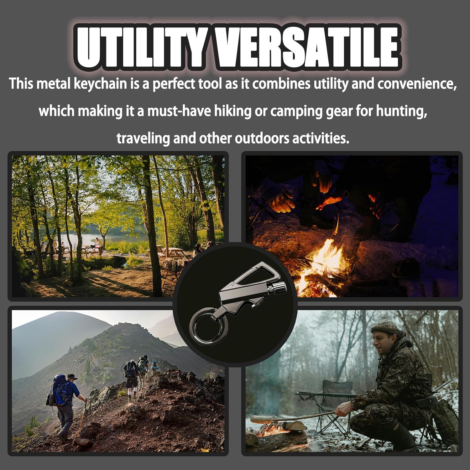 1-3Pack Permanent Match Infinity Lighter with Multitool Keychain Bottle Opener