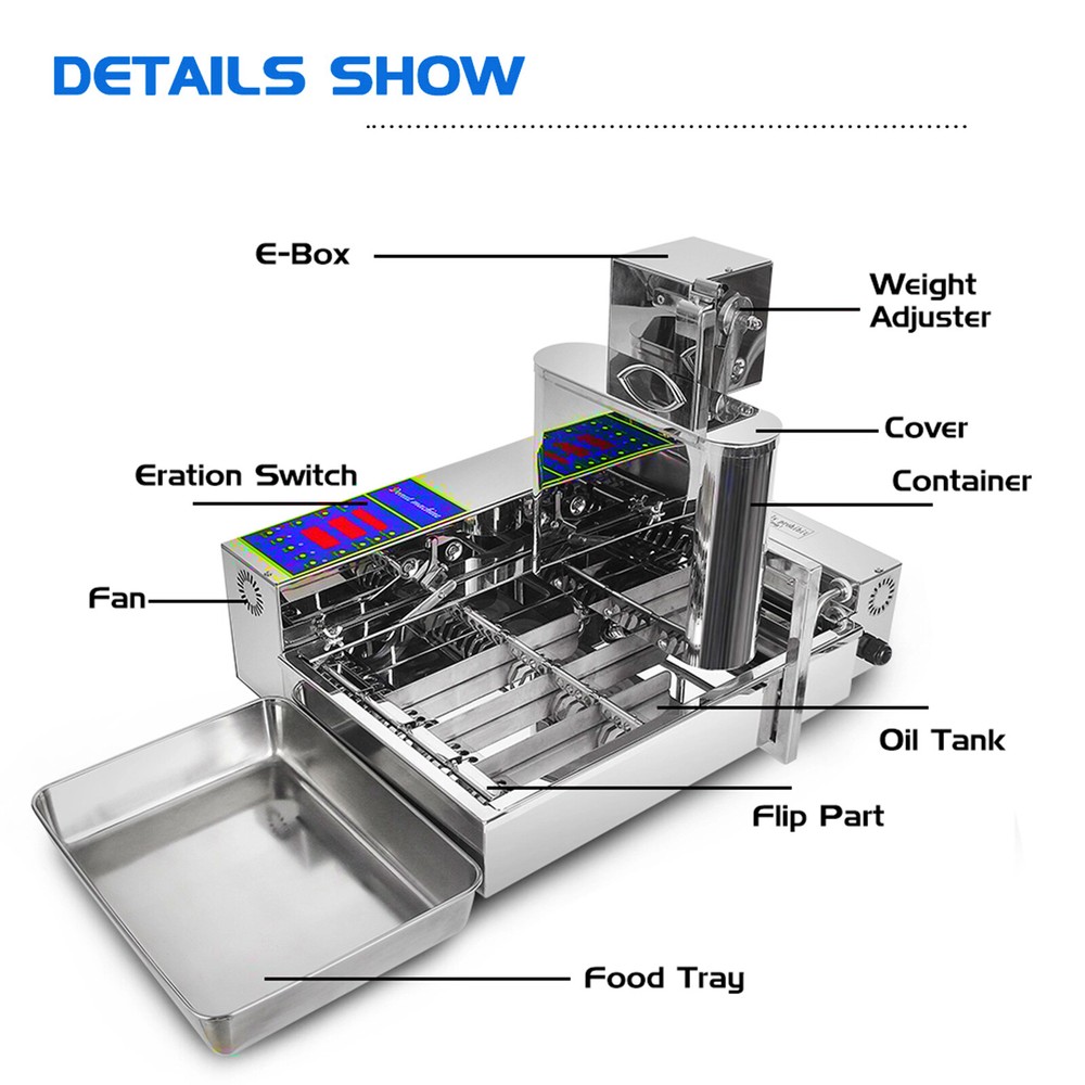 Kolice 4 Row Automatic Doughnut Maker, Donut Machine, Donuts Frying Machine