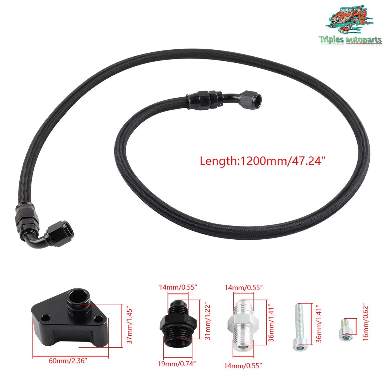 New Black Power Steering Line Kit For 2005-2006 DC5 RSX Type-S & K-Swap EG/EK/DC