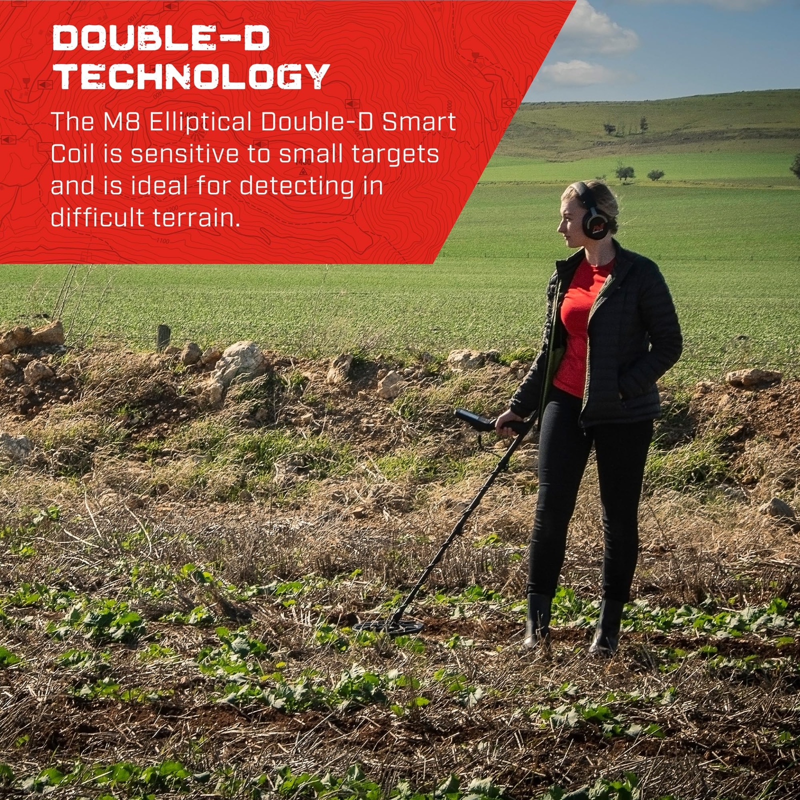 MINELAB M8 COIL with SKIDPLATE 8"X5.5" ELLIPTICAL DOUBLE-D for The Minelab MANTI