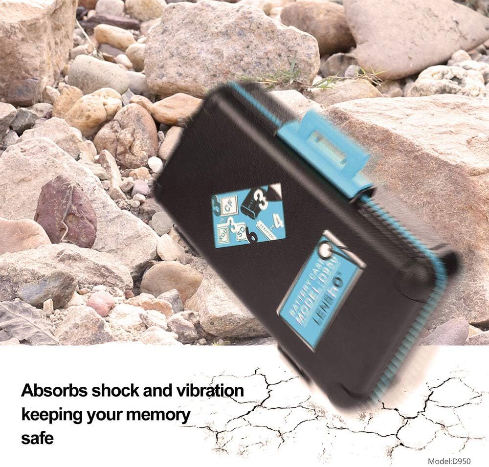 LENSGO Camera Battery Memory Card Case, Hard Protector Case Blue