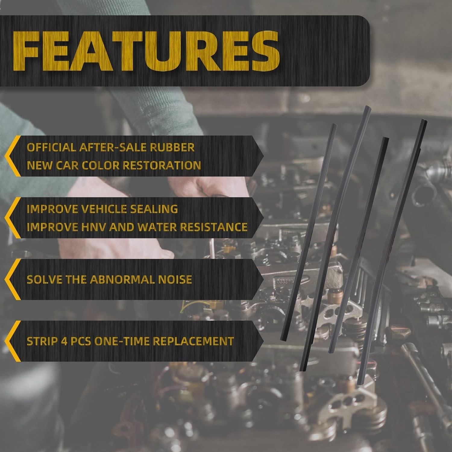 Window Weatherstrip Compatible with Honda Civic Hatchback 2016-2019 Replaces# 72