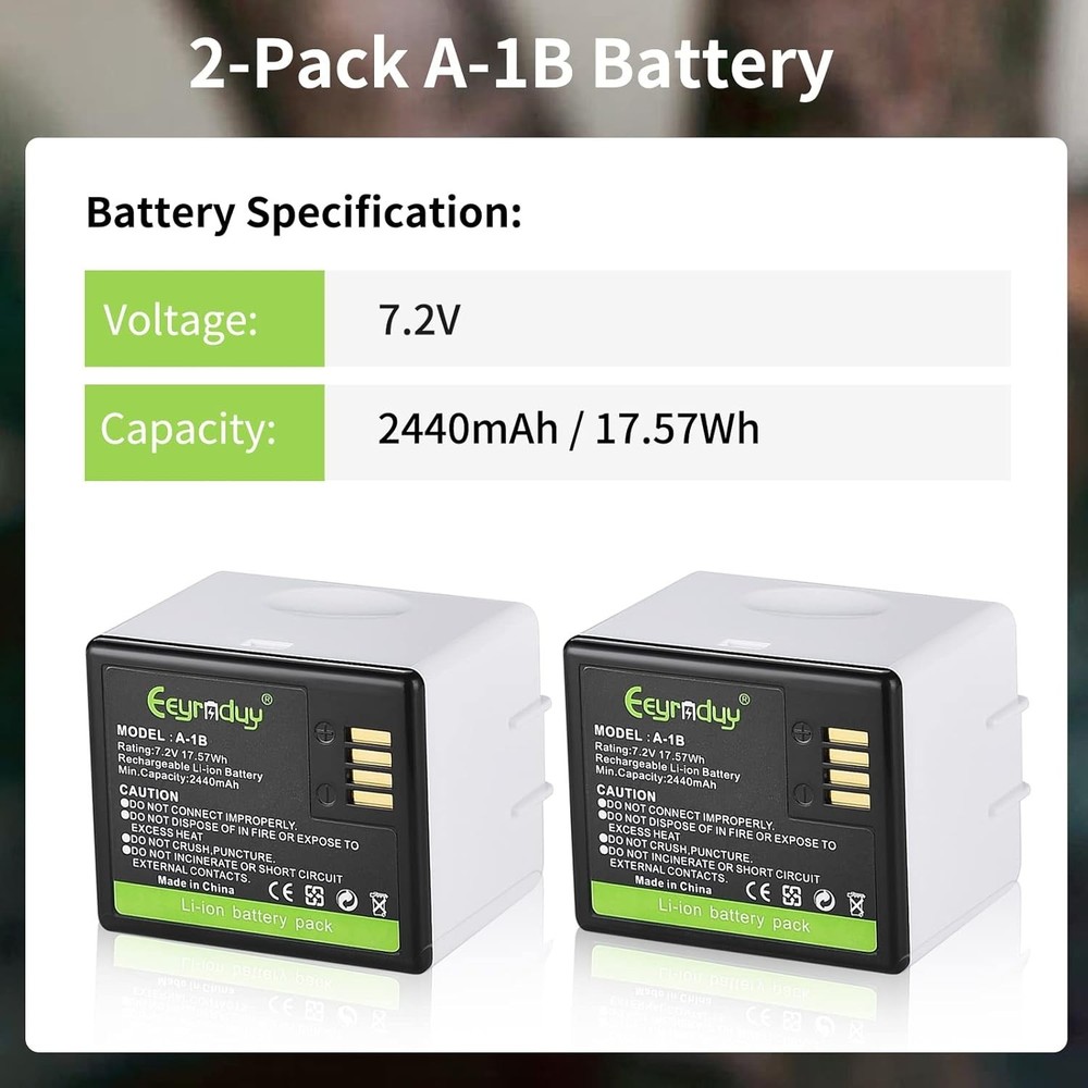 2-Pack A-1B Rechargeable Lithium Battery Replacement for Arlo Pro Cameras