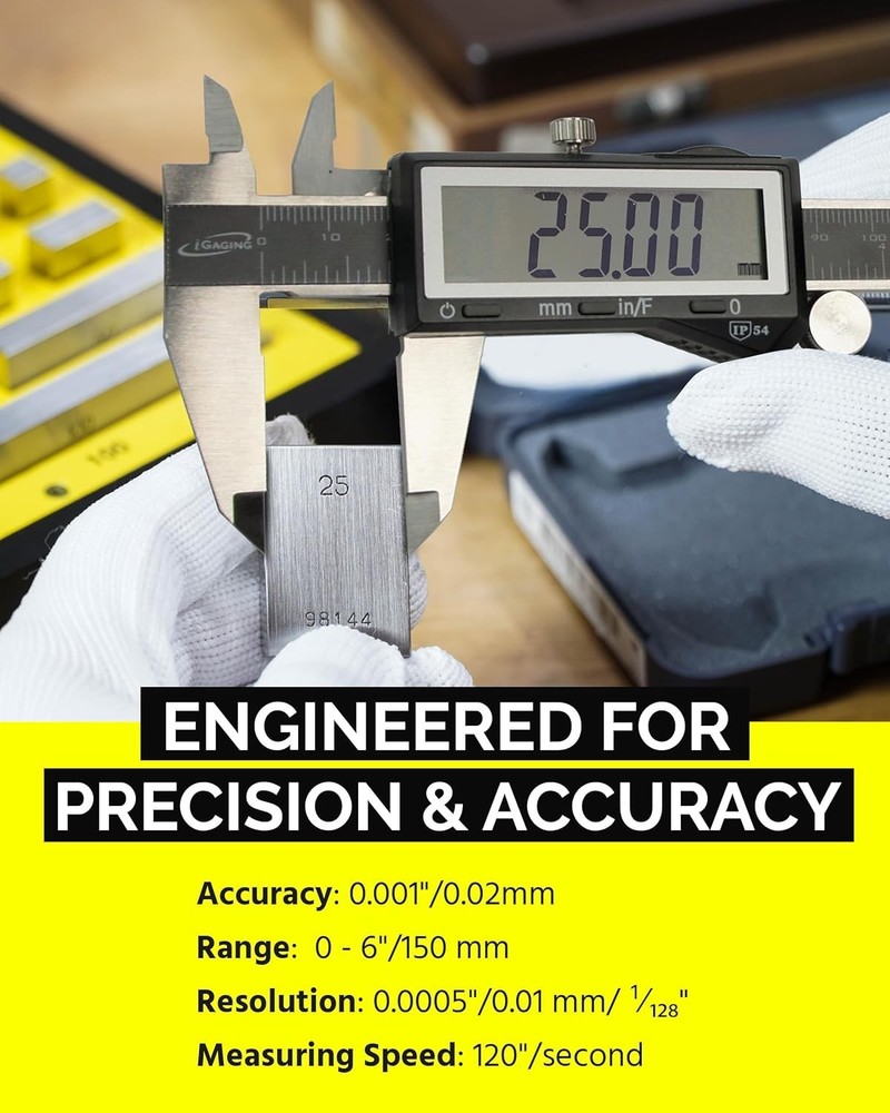 Digital Caliper - 6-inch Stainless Steel Precision Tool with Large Display