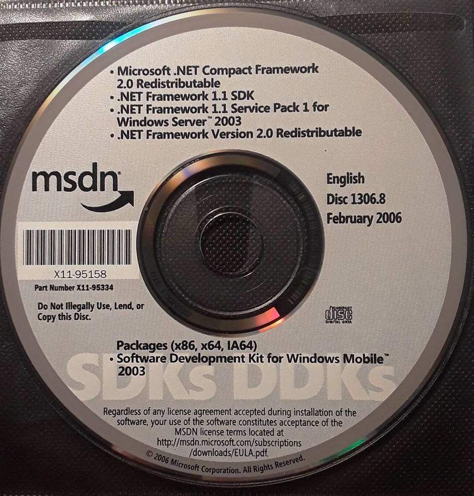 Microsoft .NET Framework 2.0 & SDK for Windows Mobile 2003 w/ License