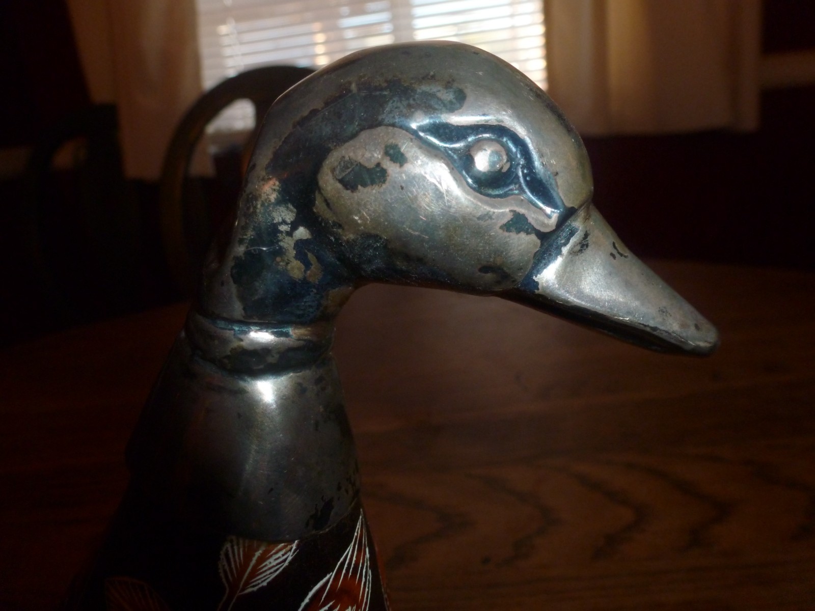 Sterling Silver 925 Vintage Hand-Carved Peruvian Gourd Art Duck